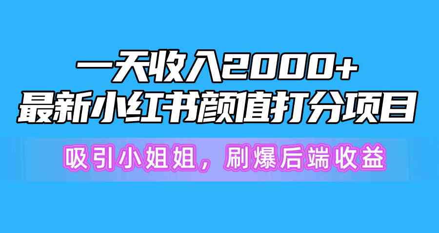 一天收入2000+，最新小红书颜值打分项目，吸引小姐姐，刷爆后端收益-宇柒云阁