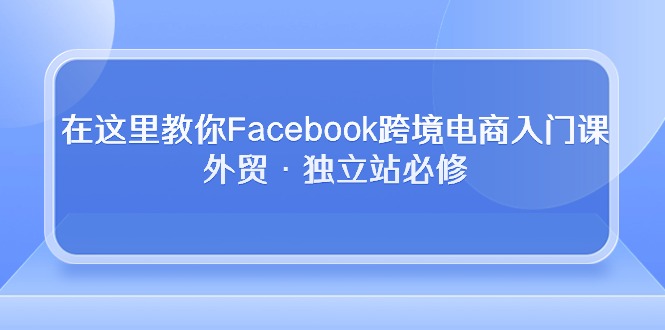 Facebook跨境电商实战入门：独立站营销核心技巧揭秘-宇柒云阁